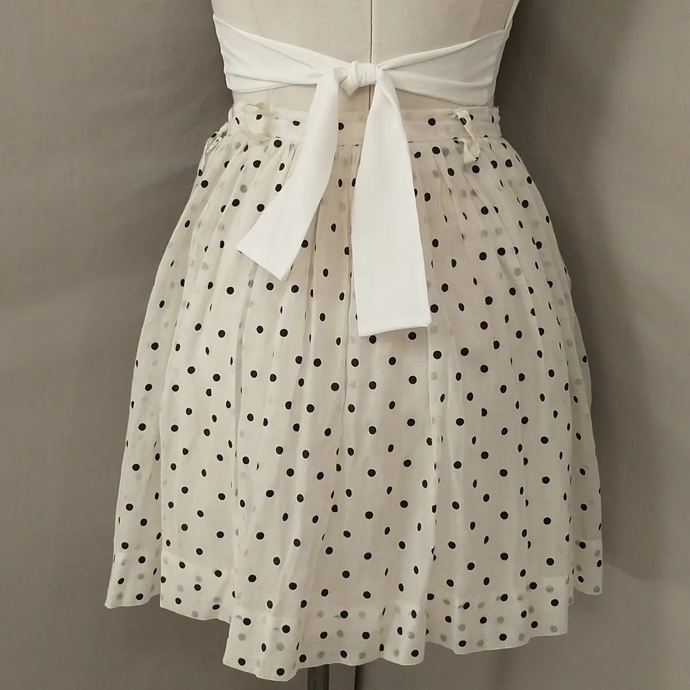 Vintage Polka Dot Flirty Mini Skirt 50s 60s Sheer Cotton USA Made Fun Feminine - Picture 5 of 10